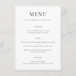 Menu Élégant minimaliste | Moderne Chic Mariage simple