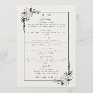 Menu Élégant minimaliste Wreath hiver blanc vert