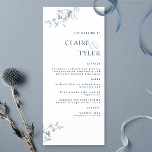 Menu Élégant Moderne Chic Mariage Bleu