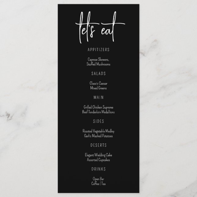 Menu Élégant moderne élégant Personnalisé Nom Mariage M (Devant)