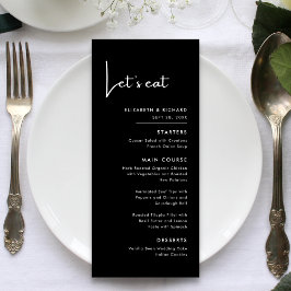 Menu Elégant & moderne noir et blanc mangeons Mariage