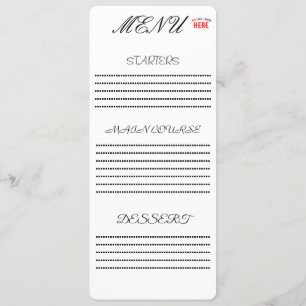 MENU ÉLÉGANT MODERNE PERSONNALISABLE BLANC VÉRIFIÉ MARQ