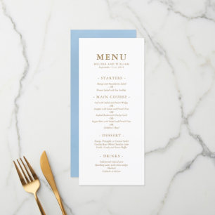 Menu Élégant Monogram Blue Sea Glass Mariage