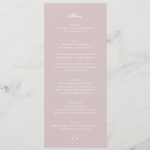 Menu Élégant Musk rose blanc Monogramme Mariage