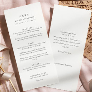 Menu Élégant noir blanc Script Mariage double côté