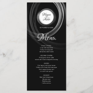Menu Elégant noir et blanc avec anneau d'argent