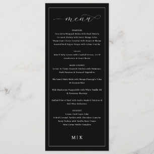 Menu élégant noir et blanc pour une restauration h