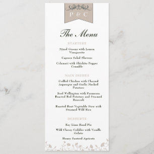 Menu Elégant noir et bronze Vintage pages Mariage