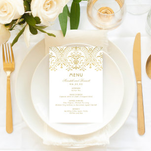 Menu Élégant or Vintage Glamor Mariage Monogramme