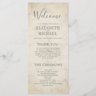 Menu Elégant ordre de service Mariage en marbre tropica