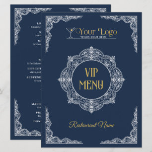 Menu Élégant Orné Dessiné à la Main Votre Logo VIP