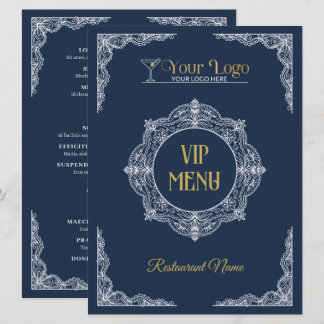 Menu Élégant Orné Dessiné à la Main Votre Logo VIP