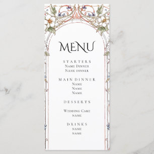Menu Élégant Pastel Vintage Arc Floral Mariage