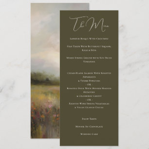 Menu Élégant paysage romantique Peinture Mariage vert