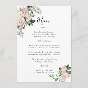 Menu Élégant pour Occasion Spéciale aux Fleurs Ros