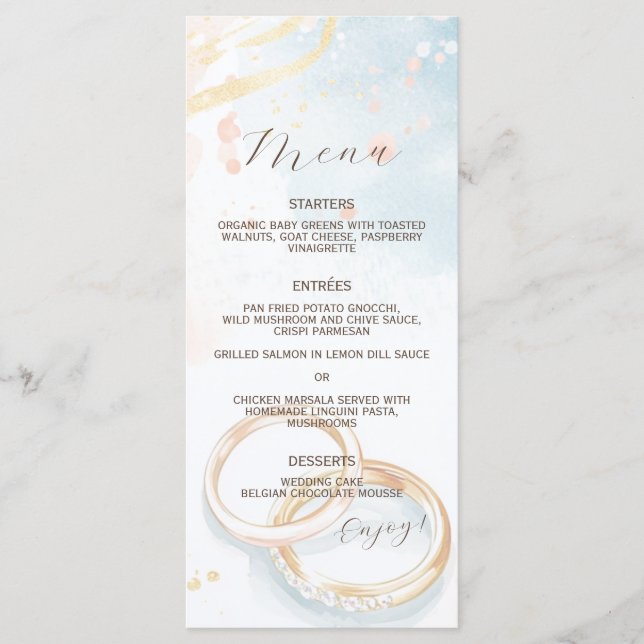 Menu élégant printemps bagues d'or Mariage (Devant)