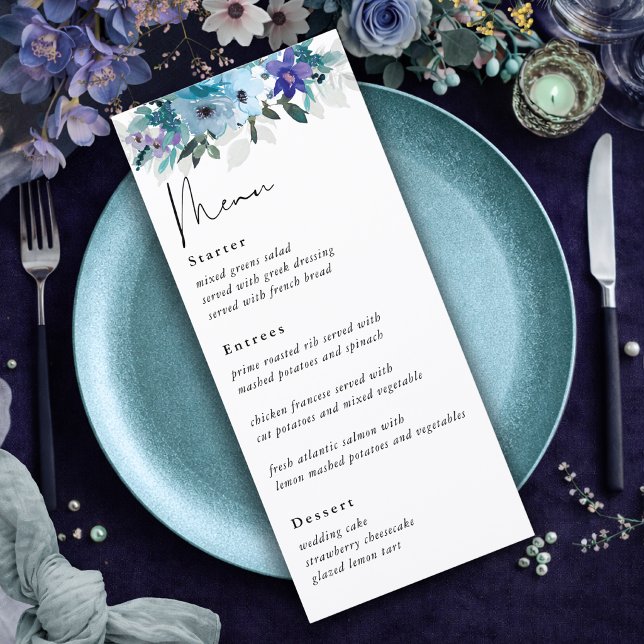 Menu Elégant ressort bleu pourpre pourpre mariage (Créateur téléchargé)