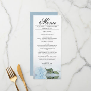 Menu Élégant Rose bleu clair bleu azur en miroir Mariag