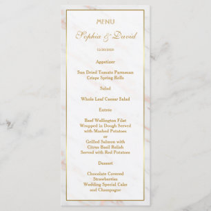 Menu Elégant Rose Diamond or Marble Mariage