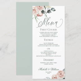 Menu Élégant Rose Dusty Mariage Eucalyptus