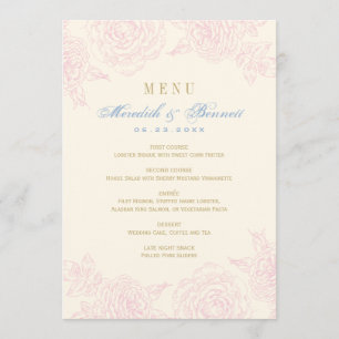 Menu Élégant Rose rose floral Mariage frontière