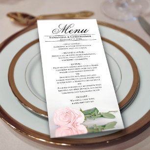 Menu Élégant rose rose rose vierge avec Mariage de réfl
