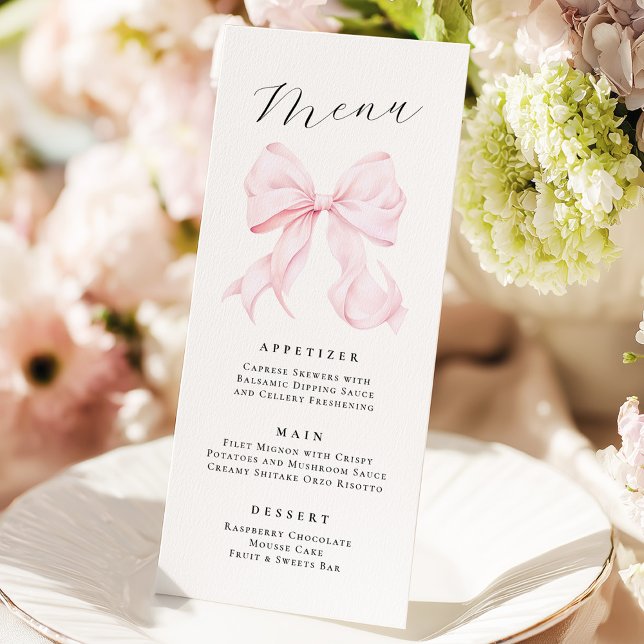 Menu Élégant Ruban Rose (Créateur téléchargé)