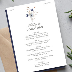 Menu Élégant Rustique moderne Mariage Fleur sauvage