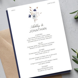 Menu Élégant Rustique moderne Mariage Fleur sauvage