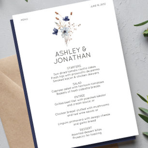 Menu Élégant Rustique moderne Mariage Fleur sauvage
