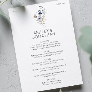 Menu Élégant Rustique moderne Mariage Fleur sauvage