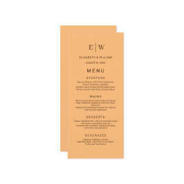 Menu Élégant simple Mariage de monogramme