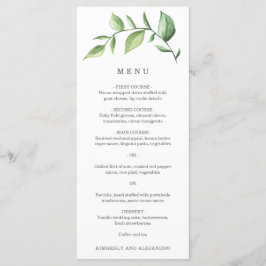 Menu Élégant Simple Verdure Mariage rustique