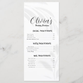 Menu Elegant Soft White Beauty Services Tarifs