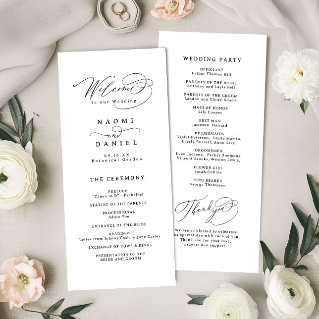 Menu Elegant Swirl Script Simple Wedding Program (Elegant Swirl Script Simple Wedding Program)