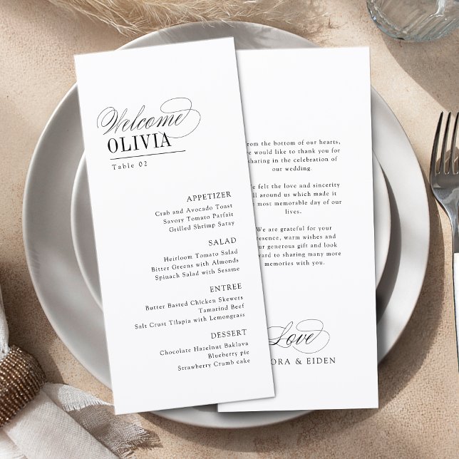 Menu Elegant Timeless Typography Guest Name Wedding (Elegant Timeless Typography Guest Name Wedding Menu)