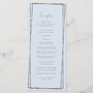 Menu Elégant Toasts Mariage Dusty Blue Réception