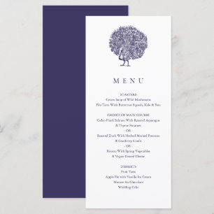 Menu Elégant Vintage Illustration Blue Peacock Mariage