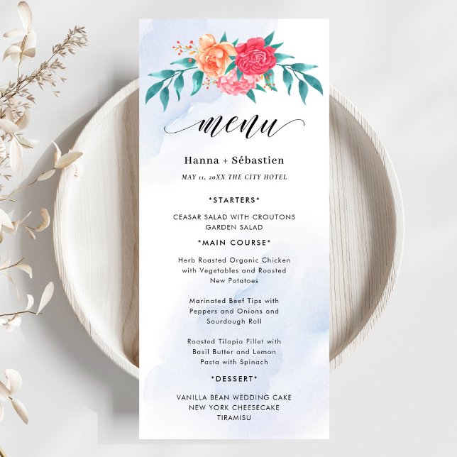 Menu Elegant Wreath Monogram Wedding  (Créateur téléchargé)