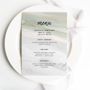 Menu Elégante aquarelle verte et grise   MARIAGE