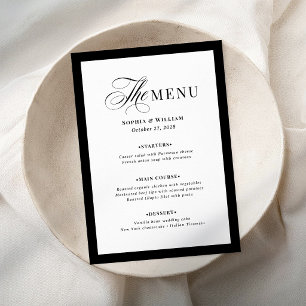 Menu Élégante bordure noire et blanche Luxe Classique