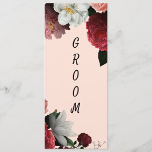 Menu Elégante Bourgogne et Fleurs roses Chaise réservée