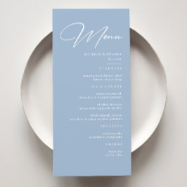 Menu Élégante calligraphie Dusty Blue Mariage