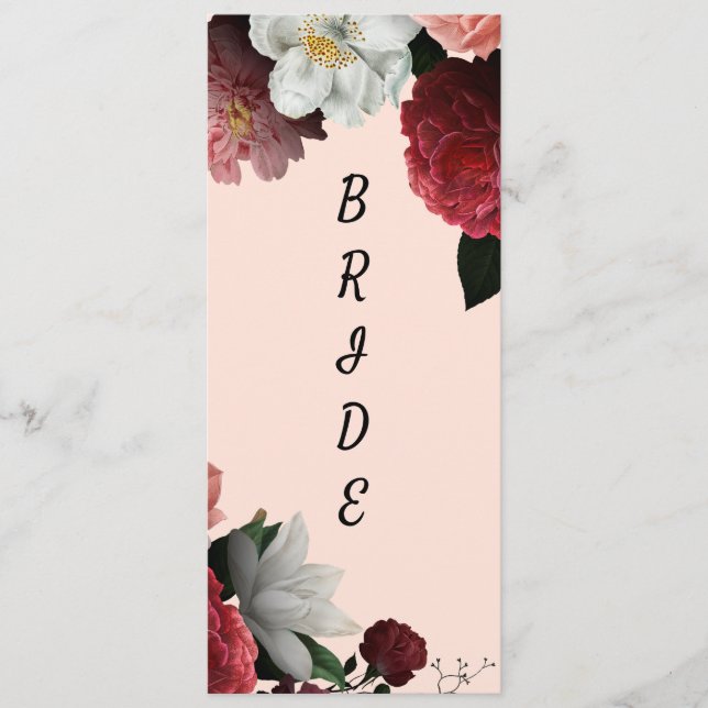 Menu Élégante chaise de réserve bordeaux et rose (Devant)