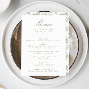 Menu Elégante Chinoiserie Florale de Mariage Victorienn