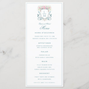 Menu Élégante crête Rose avec mâchoire   Mariage de mon