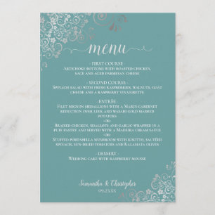 Menu Elégante dentelle argentée Turquoise Turquoise Mar