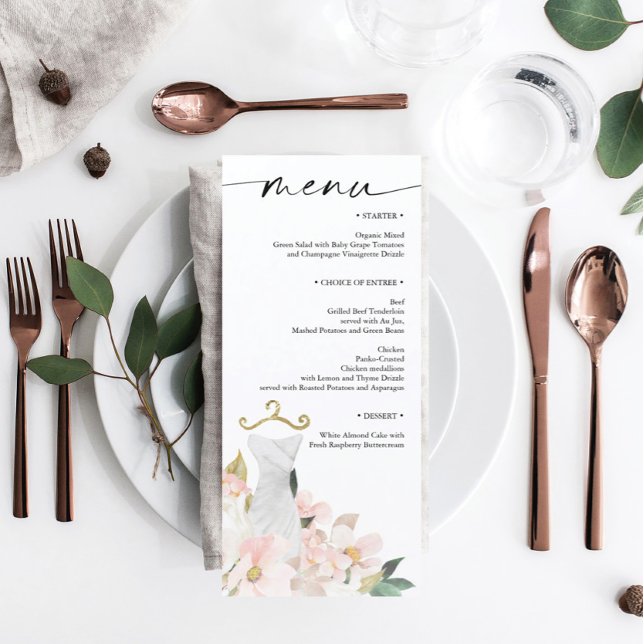 Menu Élégante Fête des mariées florale Blush (Créateur téléchargé)