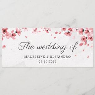 Menu Élégante fleur de cerisier rose mariage de