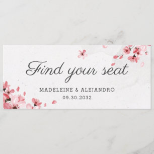 Menu Elégante fleur de cerisier rose trouvez votre sièg